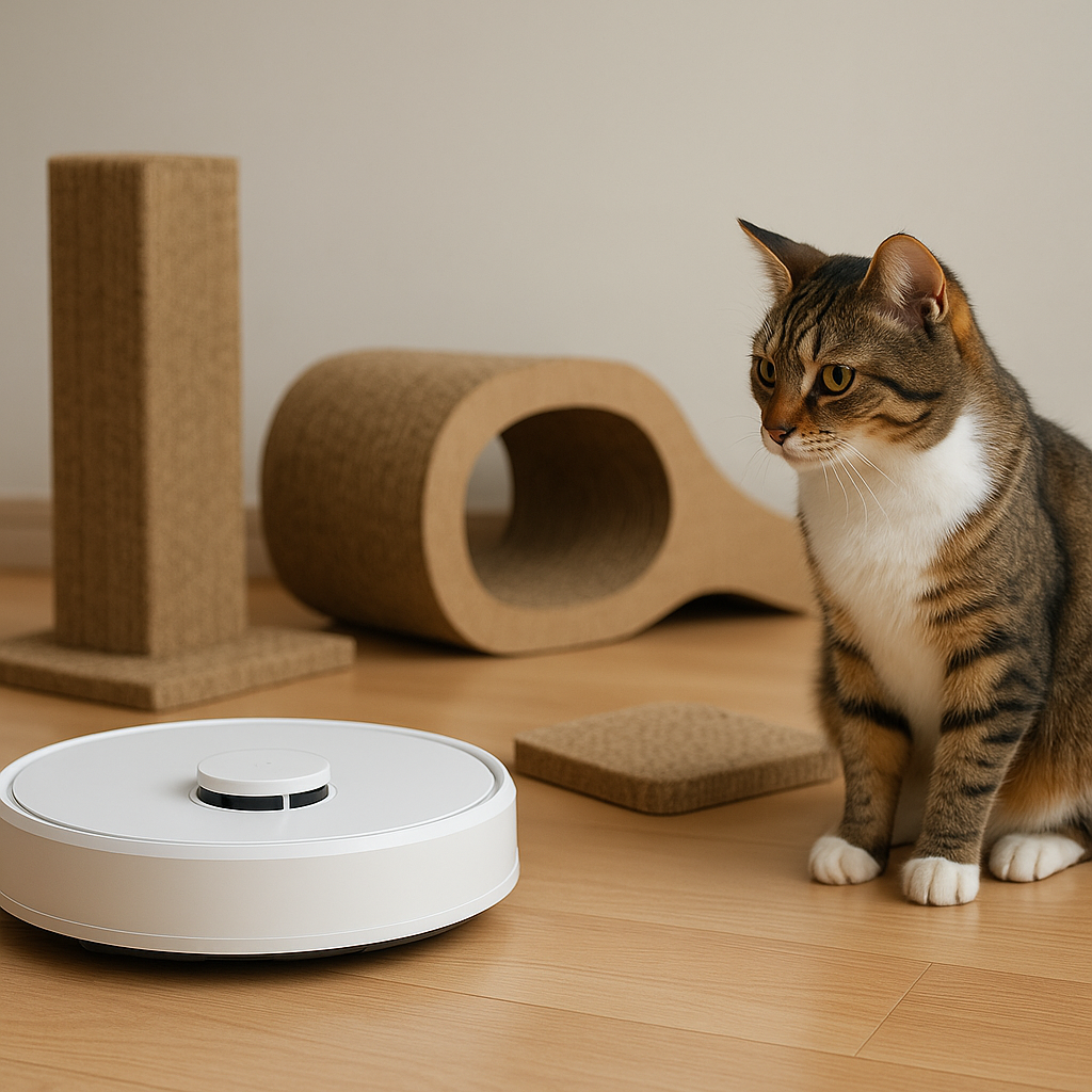 お掃除ロボットの周りに爪とぎを置くと嬉しい３つの理由